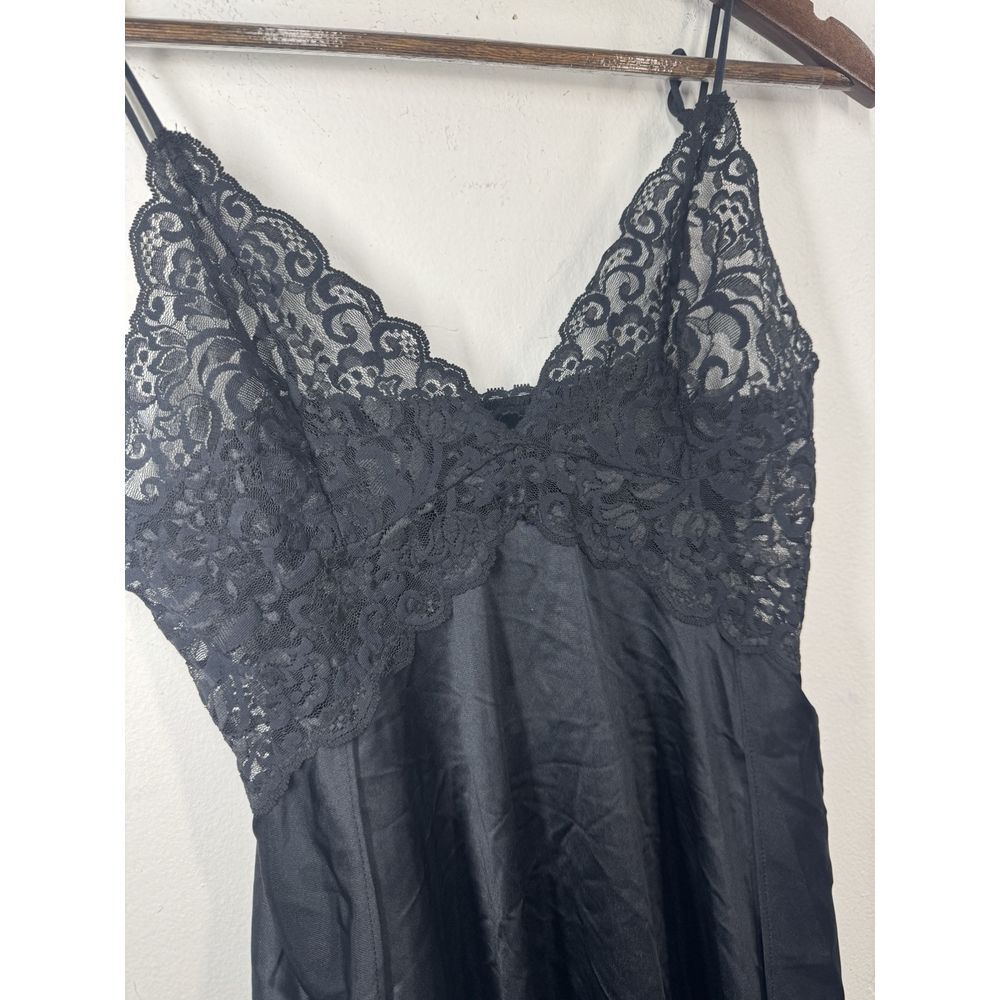 Vintage Barbizon Lace Nightgown Dress Slip Womens Miss Black Size M - Picture 3 of 9